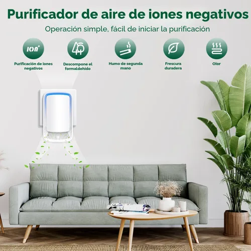 Vista 3 de Ionizadores de aire para el hogar (paquete de 3), generador de iones negativos, ambientador silencioso para dormitorio, oficina, cocina, filtro