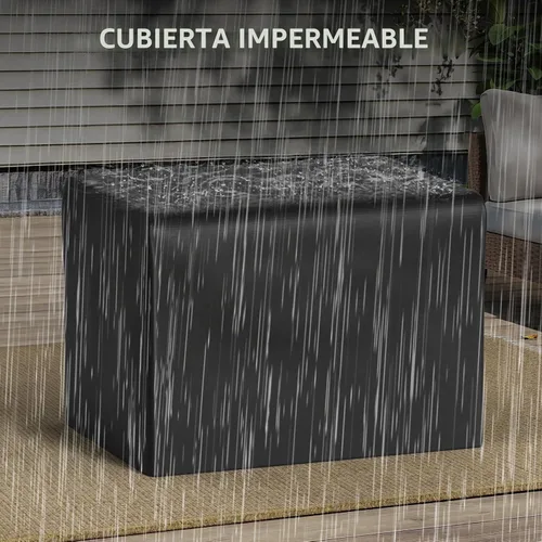 Vista 7 de Mesa para fogata de 44 pulgadas con protector contra el viento para exteriores, fogatas de gas propano de encendido automático, mesa rectangular