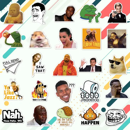 Vista 3 de Paquete de 220 calcomanías divertidas con memes para portátil, calcomanía de vinilo de moda para computadora, teléfonos, macbooks (impermeable)