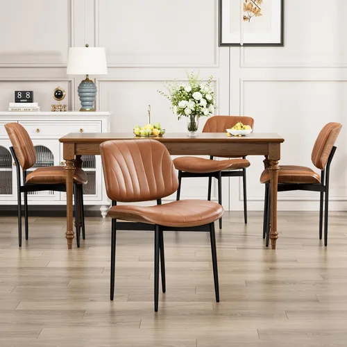 Vista 41 de YaFiti Juego de 2 sillas de comedor, sillas de comedor y cocina modernas de mediados de siglo, sillas tapizadas de piel sintética con diamantes