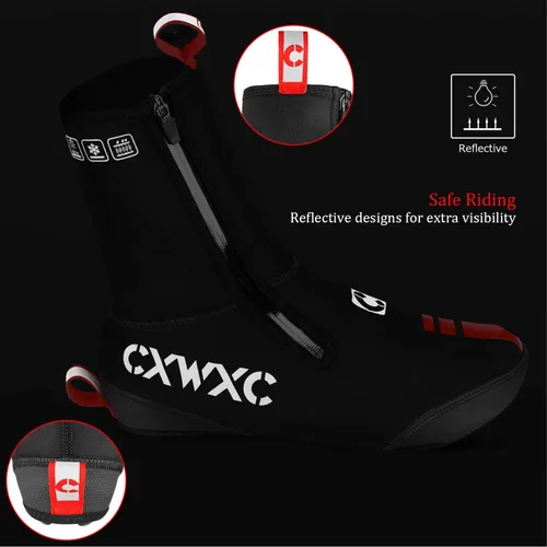 Vista 5 de CXWXC Cycling Shoe Covers Neoprene Waterproof,Winter Thermal Warm Full Bicycle Overshoes for Men Women,Road Mountain Bike Booties