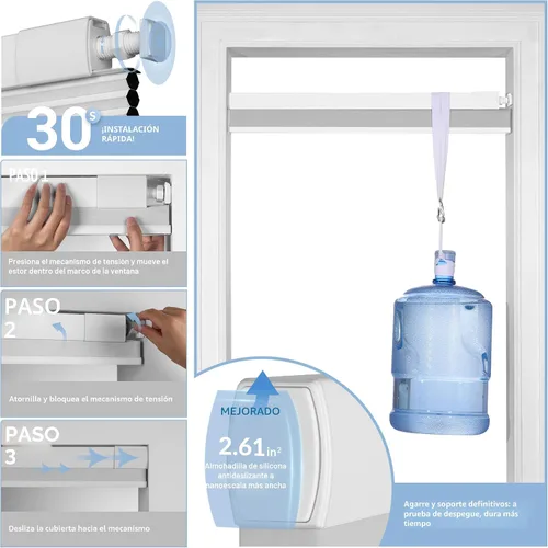 Vista 2 de Boolegon Persianas Sin Taladro para Ventanas Persianas Celulares Opacas Sin Cables Sin Herramientas Persianas de Panal Bajar Fácil Instalación