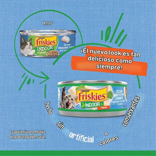 Vista 2 de Alimento húmedo para interior para gatos Purina Friskies, 24 unidades de 5.5 oz