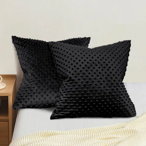 Vista 16 de PHF Minky - Funda de almohada de lunares de 18 x 18 pulgadas, paquete de 2 fundas de cojín de terciopelo real de burbujas de visón suave, acogedora