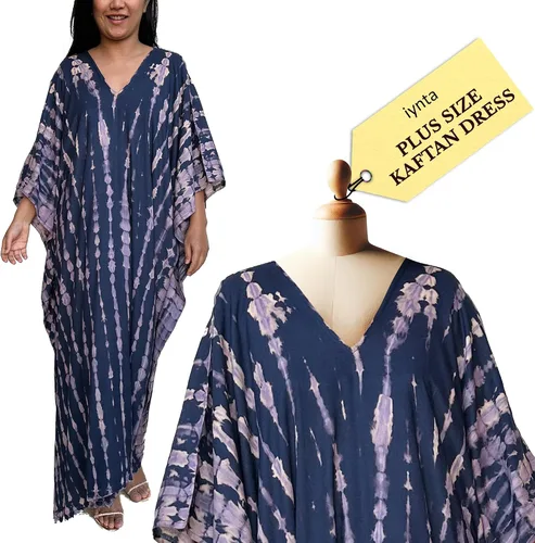 Vista 7 de Vestidos caftán hechos a mano en talla grande para mujer, vestido de gran tamaño teñido anudado, salida de baño para vacaciones y salidas nocturnas
