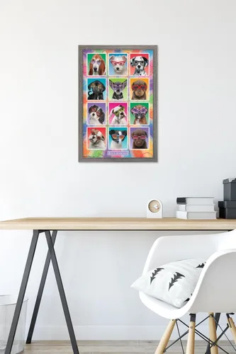 Vista 6 de Trends International Keith Kimberlin - Póster de pared con diseño de cachorros, gafas de sol, 14.725 x 22.375 pulgadas, versión enmarcada de madera