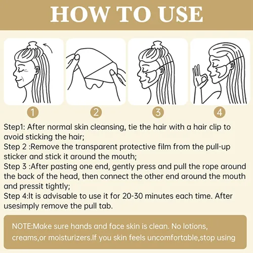 Vista 5 de Cinta de estiramiento facial invisible, cinta invisible de estiramiento facial y bandas en forma de V, herramientas faciales para arrugas y líneas