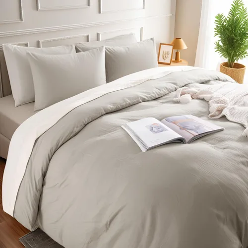Vista 133 de NEXHOME PRO Funda de edredón Twin XL 100% algodón lavado, transpirable, duradera, texturizada, similar al lino, juego de ropa de cama para el hogar