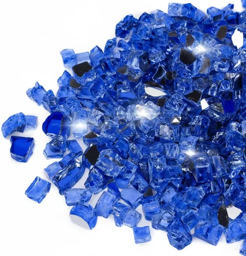 Vista 16 de Mr. Fireglass Vidrio de fuego de 10 libras, rocas de vidrio templado reflectante de 1/2 pulgada de alto brillo para chimenea, mesa de hoguera y Azul