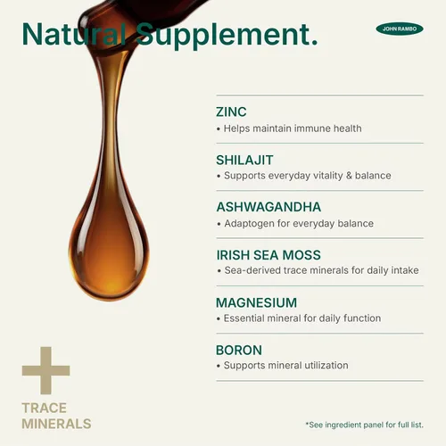 Vista 4 de Gotas líquidas Shilajit con musgo marino, ashwagandha, zinc y magnesio - Suplemento multimineral líquido para mujeres y hombres - Terra Mineral