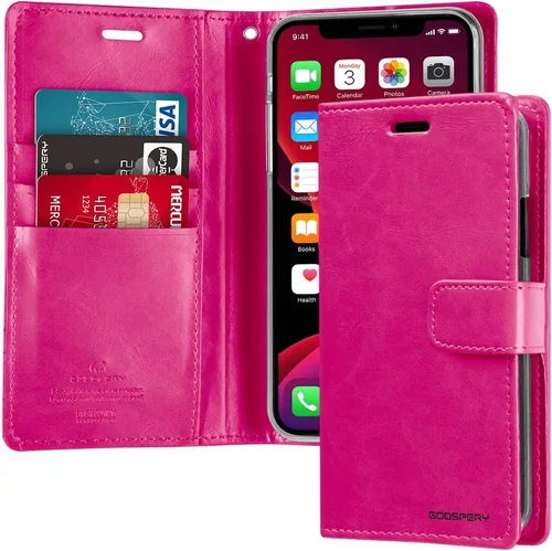 Vista 19 de GOOSPERY Funda Blue Moon para Galaxy S21 de 6.2 pulgadas (2021), soporte de piel sintética premium con soporte para tarjetas (negro)
