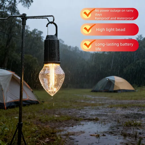 Vista 9 de Linterna LED portátil para campamento, gancho para colgar en cualquier lugar, recargable USB-C, 3 modos de brillo, resistente al agua