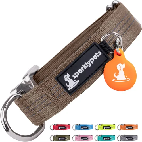 Vista 11 de Collar de perro extra pequeño con hebilla cromada de liberación rápida y soporte AirTag – Collares de razas pequeñas de primera calidad con rayas