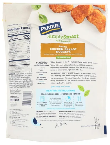Vista 2 de Perdue Simply Smart Organics - Nuggets de pechuga de pollo empanizados sin gluten, 22 onzas (congelado)