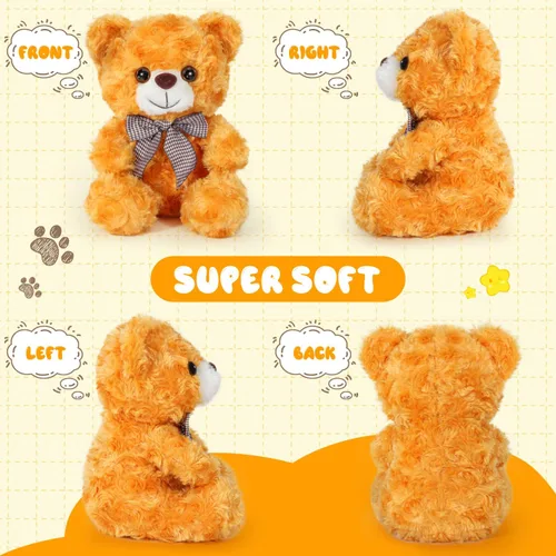 Vista 6 de Oso de Peluche Animal de Felpa, Oso de Peluche Amarillo Brillante Juguete de Felpa para Niños y Niñas de 3+, Oso Suave de 8″ como Regalo para Niños