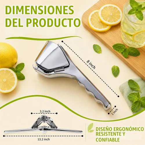 Vista 4 de Exprimidor manual de limón de acero inoxidable duradero, exprimidor de cítricos de mano para una extracción eficiente del jugo de limón, lima