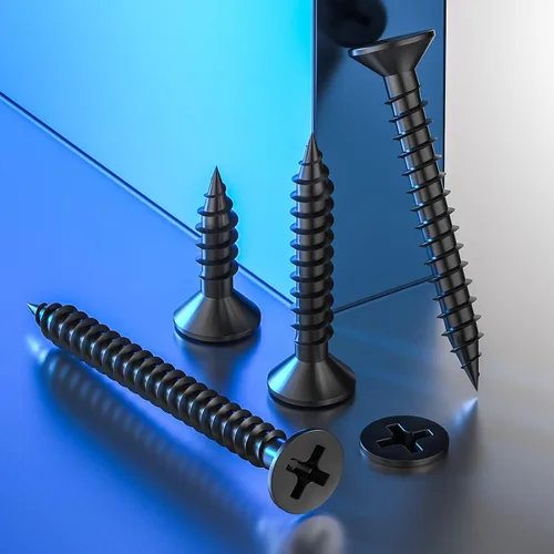 Vista 3 de Wensilon # 4X1 (460PCS) Tornillo de madera negro de cabeza plana 3X25, cabeza plana autorroscante de metal rápido