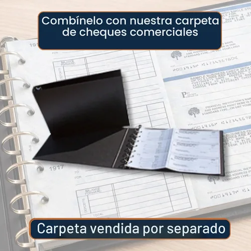 Vista 5 de Cheques comerciales manuales, seguridad azul, 3 a una página con trozo, 250