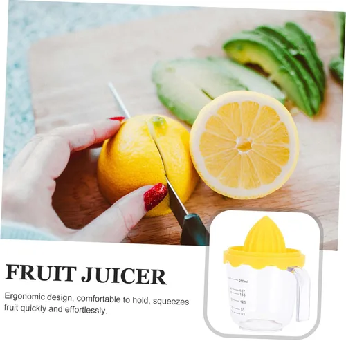 Vista 6 de VANZACK Mini exprimidor de limón portátil, exprimidor manual con mango y taza medidora para frutas cítricas, fácil de usar y extractor ligero
