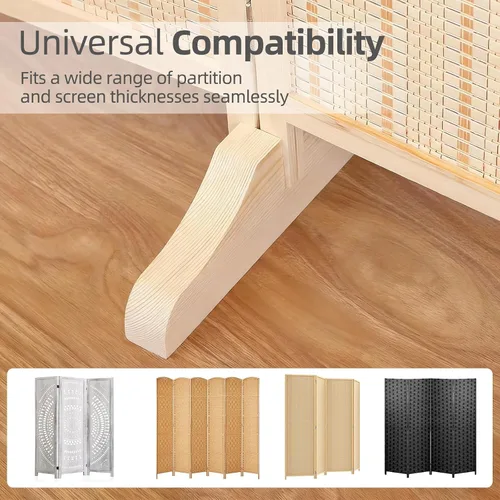 Vista 5 de 4 soportes plegables divisores de habitación, soporte plegable para pantalla de privacidad, soporte divisor de habitación de madera con tornillos