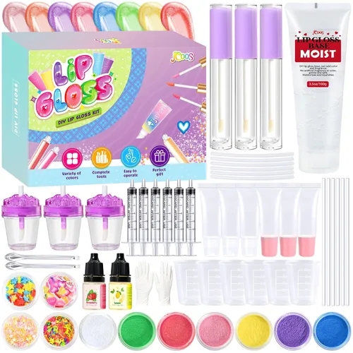 Vista 11 de Jcoos Kit de fabricación de brillo de labios, kit de brillos de labios para hacer tu propio lápiz labial, brillo de labios que cambia