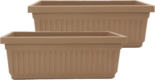 Vista 19 de The HC Companies Macetero veneciano de 18 pulgadas con tapón de drenaje, macetas de plástico ligero resistente a los rayos UV para interiores y Negro