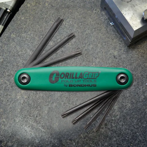 Vista 7 de Bondhus 12636 GorillaGrip - Juego de 7 llaves plegables de estrella resistentes a manipulaciones, tamaños TR7-TR25