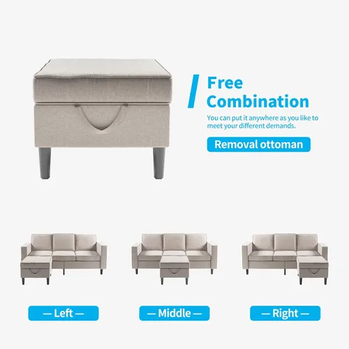 Vista 2 de Mjkone - Sofá seccional convertible, sofá en forma de L con otomana de almacenamiento, sofás para sala de estar, muebles de sala de estar, adecuado