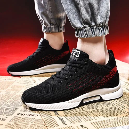 Vista 7 de ailishabroy Zapatillas deportivas con elevador para hombre, zapatos casuales ligeros con tacón de elevación de vuelo oculto para hombres, negro