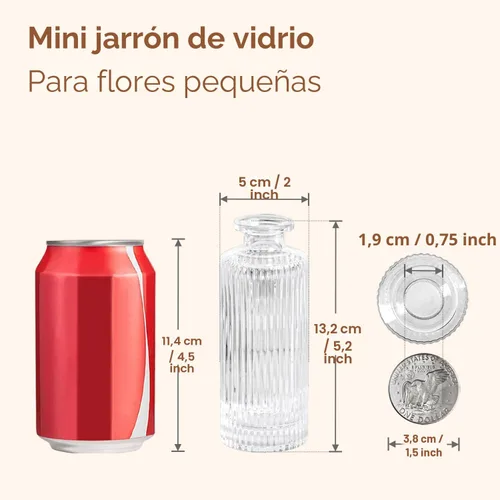 Vista 3 de ComSaf Jarrones Pequeños para Flores, Mini Jarrones de Cristal Transparente al por Mayor, Mini Jarrón de Flores de 5.2 Pulgadas de Alto, Jarrones