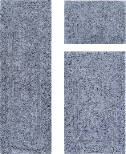 Vista 94 de Better Trends - Juego de 2 alfombras de baño 100% algodón, extra suaves, con borlas, de 17" x 24", alfombra de baño superabsorbente y reversible