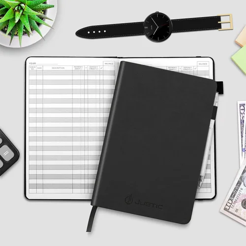 Vista 2 de JUBTIC Registros de cheques A5 para chequera personal, registros de transacciones de contabilidad para pequeñas empresas. Rastrea pagos, finanzas