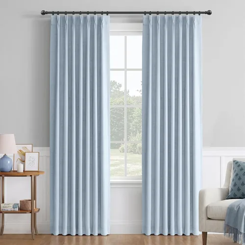 Vista 10 de Cortinas opacas con textura y aspecto de lino de 72 pulgadas de largo, juego de 2 paneles de cortinas opacas de lino sintético para dormitorio