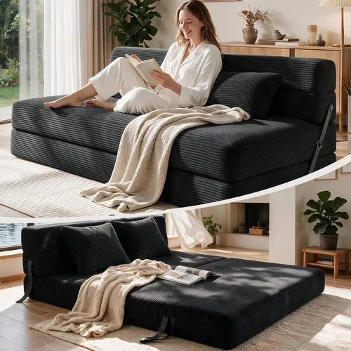 Vista 11 de YITAHOME Convertible Futon Sofa Bed,70" Folding Futon Couch