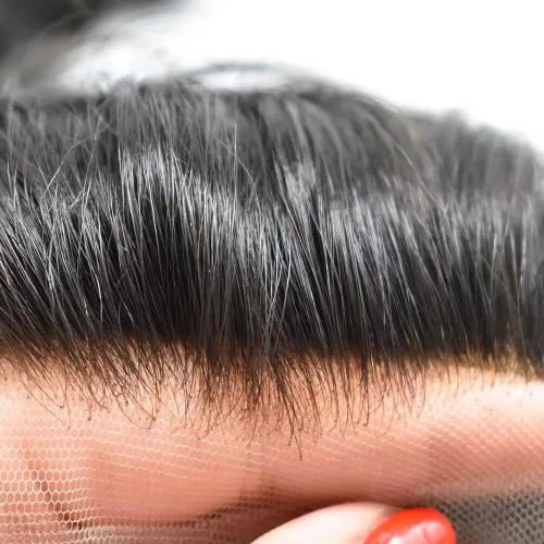 Vista 5 de FACE MIRACLE - Tupé de encaje frontal francés para hombres, postizos, sistemas de reemplazo de cabello humano con PU para hombre, prótesis