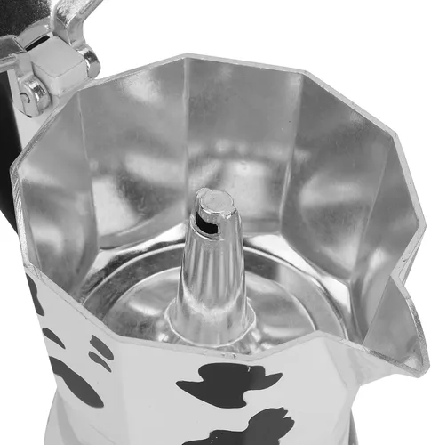 Vista 3 de Cafetera de aluminio - Cafetera - Olla de color vaca leche - para el hogar, oficina café (3 tazas leche vaca color 5.1 fl oz)