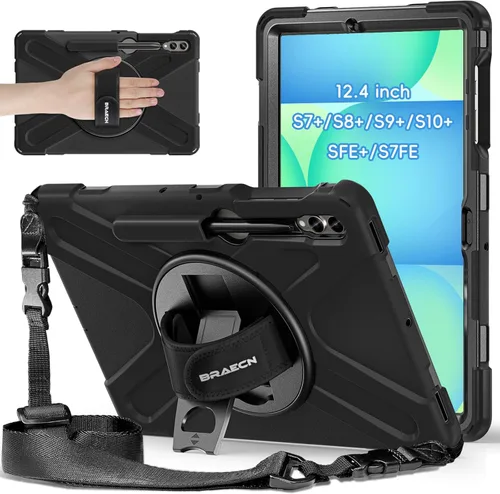 Vista 17 de BRAECNstock Funda para Samsung Galaxy Tab S10 Lite/ S10 FE/ S9 FE/ S9/ S8/ S7 5G Funda de 10.9"/11", Funda Protectora a Prueba de Golpes con Soporte