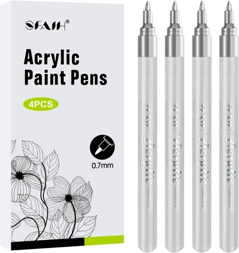 Vista 15 de SFAIH Marcadores de Pintura Negros - Paquete de 4 Bolígrafos de Punta Fina de 0.7 mm de Acrílico para Pintura en Roca, Letras Gruesas, Creación