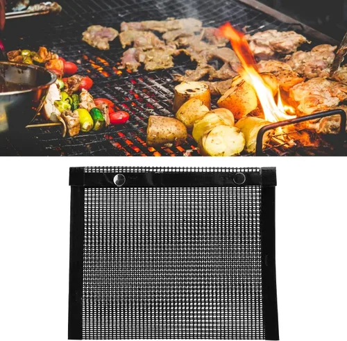 Vista 6 de Bolsa de malla antiadherente para barbacoa, bolsa de PTFE resistente a altas temperaturas, bolsa de malla para parrilla de barbacoa para picnics