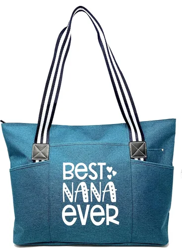 Vista 27 de Brooke & Jess Designs Bolso de mano para la abuela – Bolso de lona resistente con cremallera y bolsillo interior para la abuela para uso diario