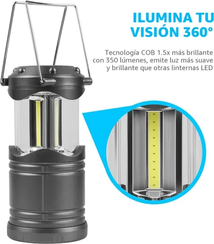 Vista 5 de Lichamp Linterna LED para campamento, paquete de 4 linternas alimentadas por batería para cortes de energía, luz colgante plegable portátil esencial