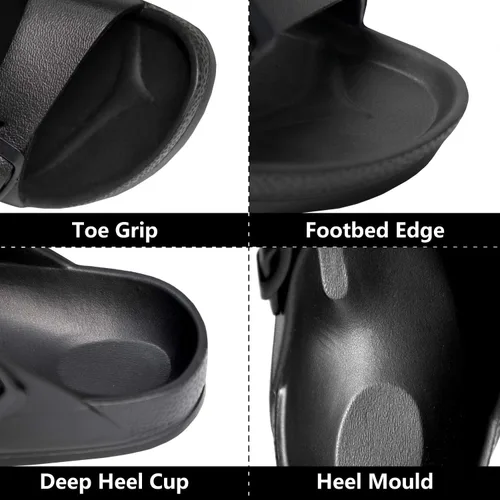 Vista 5 de Athlefit Sandalias de EVA de doble hebilla para mujer, cómodas, de goma, impermeables, de plástico, con dos correas, de espuma
