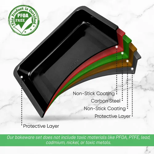 Vista 5 de NutriChef Bandeja antiadherente para hornear – Bandeja rectangular de acero al carbono de 14 x 10 pulgadas – Utensilios para hornear premium