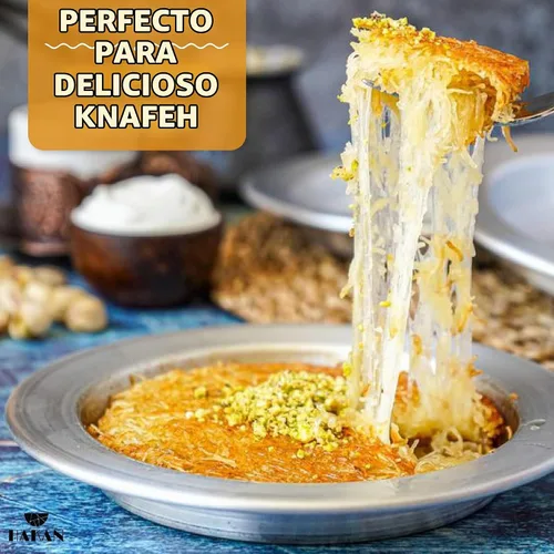 Vista 3 de Hakan Kunafa - Platos de servir para Kataifi Sartén de aluminio para hornear y servir Kunefe Molde para masa Knafeh Phyllo Fillo Plato
