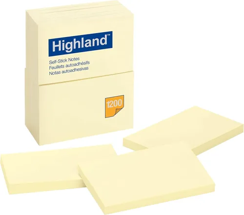 Vista 2 de Highland Notas adhesivas, 3 x 5 pulgadas, amarillo, paquete de 12 (6609)