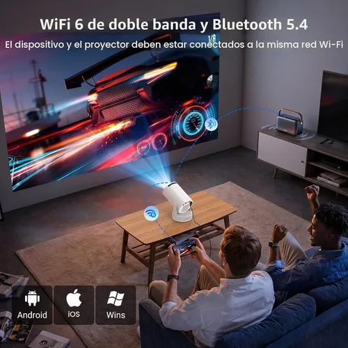 Vista 2 de Mini proyector, proyector portátil, soporte 4K y altavoz de 5 W Lvory Blanco-4