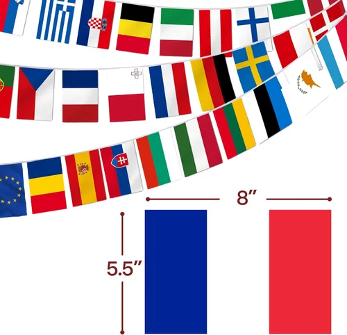 Vista 3 de Anley Bandera de cuerda de la Unión Europea, bandera de 28 países de la Unión Europea, decoración para gran inauguración, bar deportivo, eventos