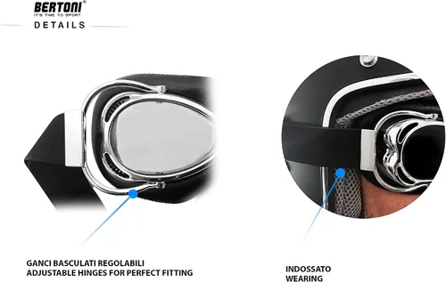Vista 4 de Bertoni Gafas de aviador de motocicleta para mujeres y hombres, cromadas, color negro, tamaño Compaq Italia AF77