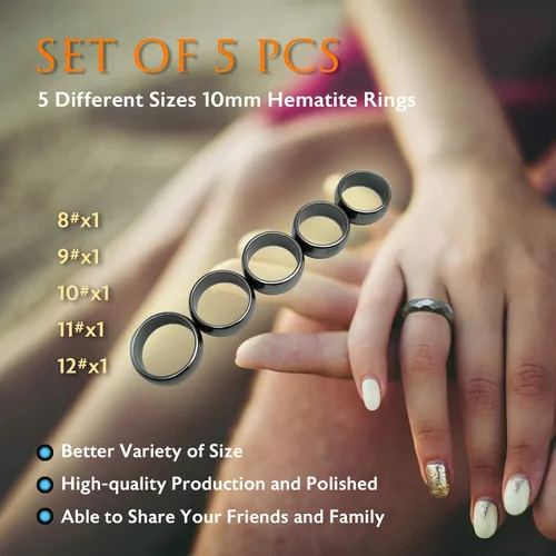 Vista 36 de Morchic - Anillos unisex de piedras de hematita, para equilibrar ansiedad, chakra raíz, (paquete de tamaños mixtos)