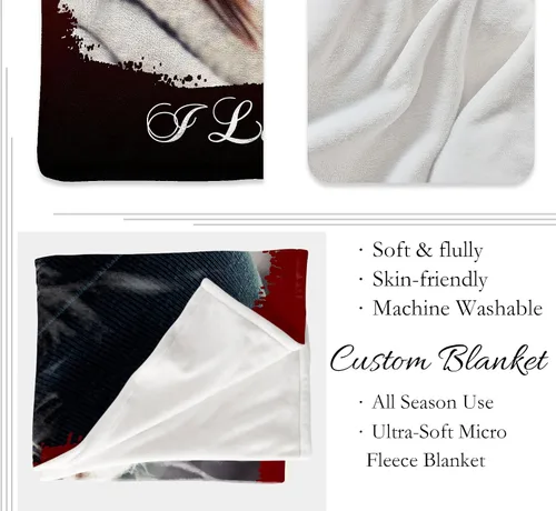 Vista 5 de YESCUSTOM Manta personalizada con texto fotográfico, manta personalizada con mis propias imágenes para Navidad, familia, mamá, papá, perro